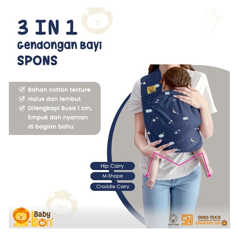 Baby Leon 3 in 1 Gendongan Bayi Spons 3