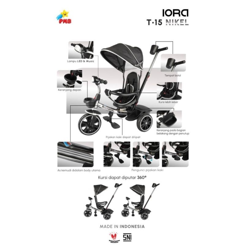 Pangeran Maju Bahagia PMB TOYS Sepeda Roda Tiga IORA  T15