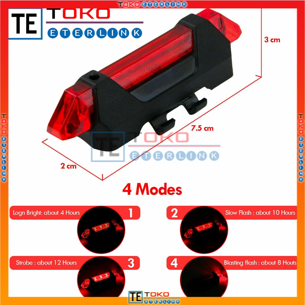  Lampu Belakang Sepeda LED USB