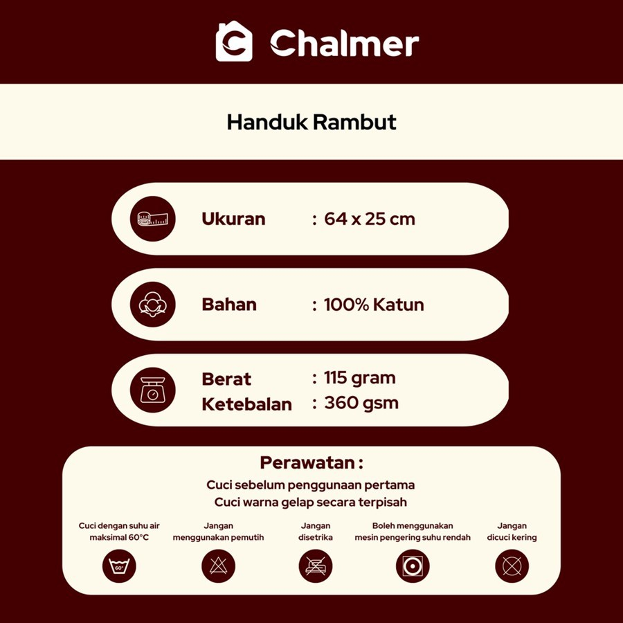 Indah Jaya Chalmer Handuk Kepala Pengering Rambut