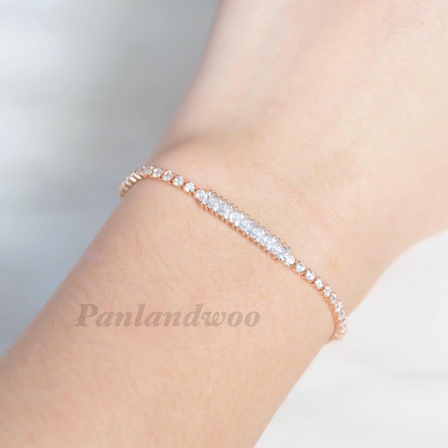 Panlandwoo Gelang Serut Rhodium Wanita Gemma Adjustable