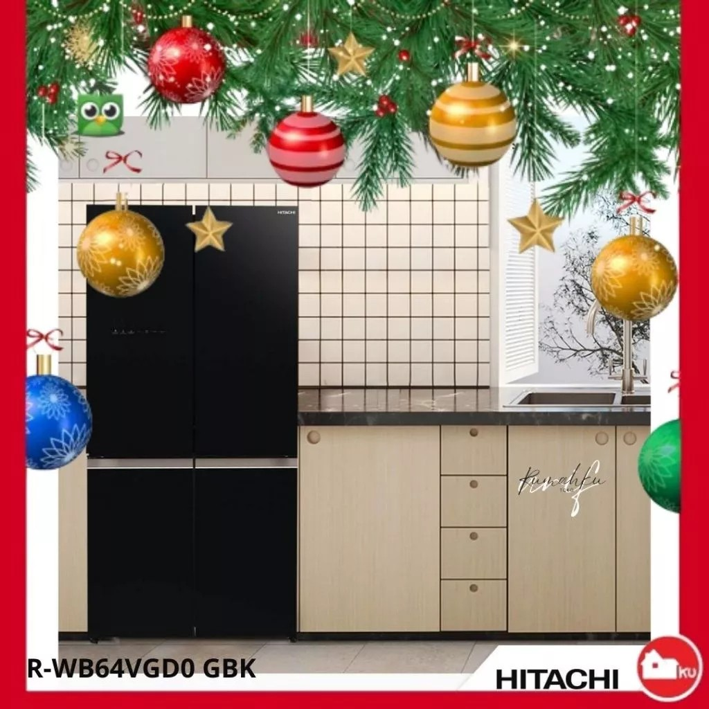 Hitachi Hitachi Kulkas French Bottom Freezer Deluxe R-WB64VGD0 GBK