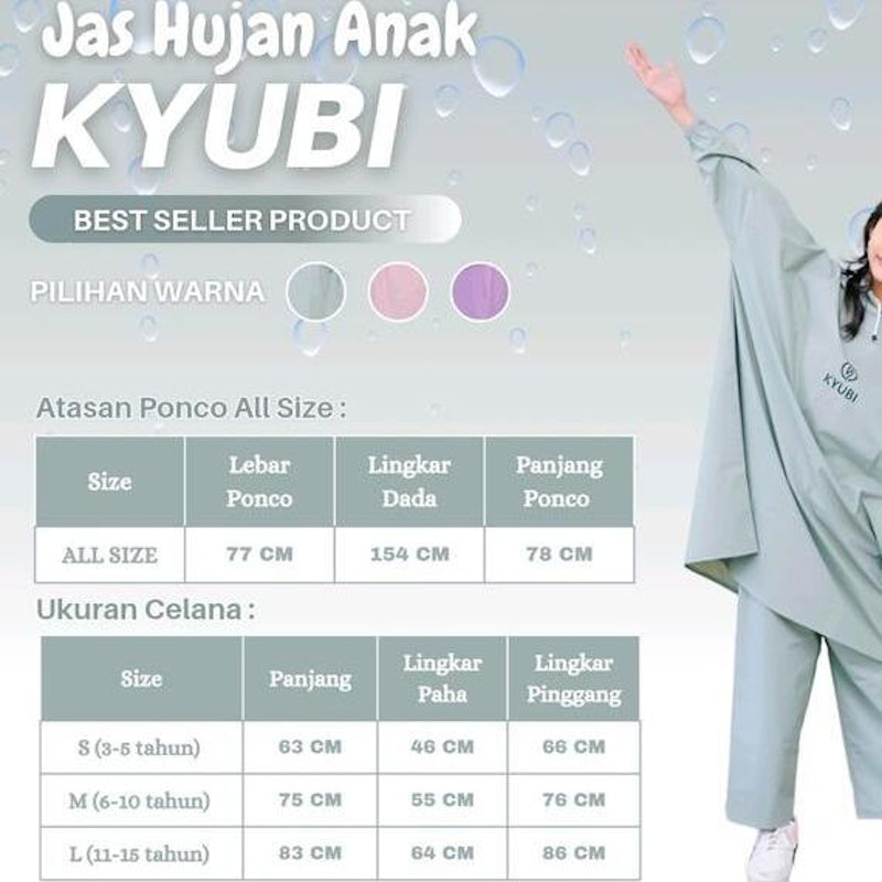 Kyubi Jas Hujan Anak Setelan Ponco Celana 5