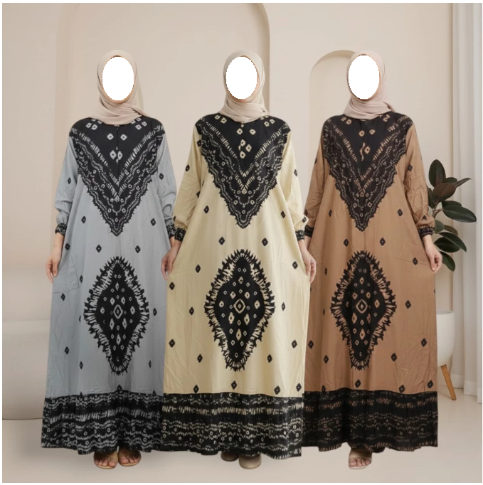  Batik Prass Daster Lengan Panjang Kekinian Kancing Depan