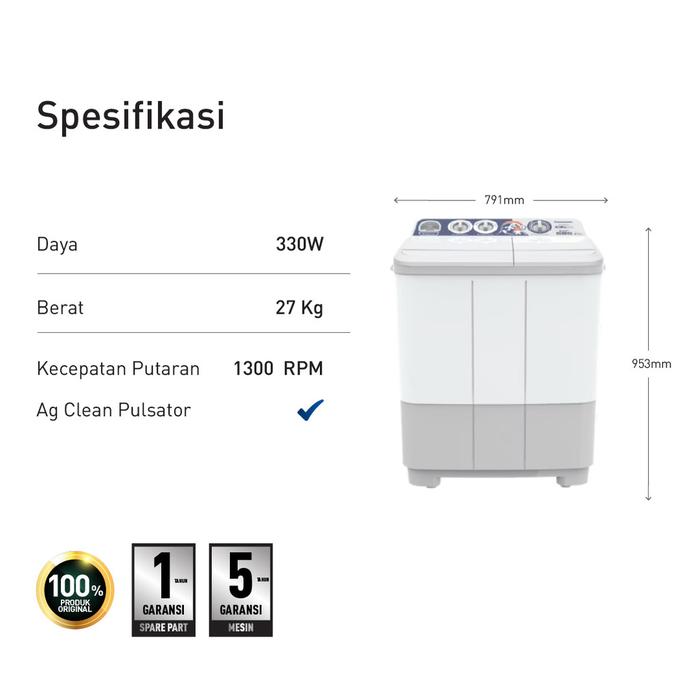 Semi Auto Twin Tub Washer 9kg Nami Series 2