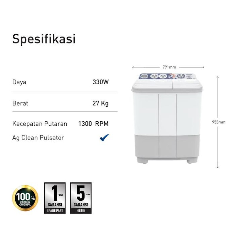 Semi Auto Twin Tub Washer 9kg Nami Series 2