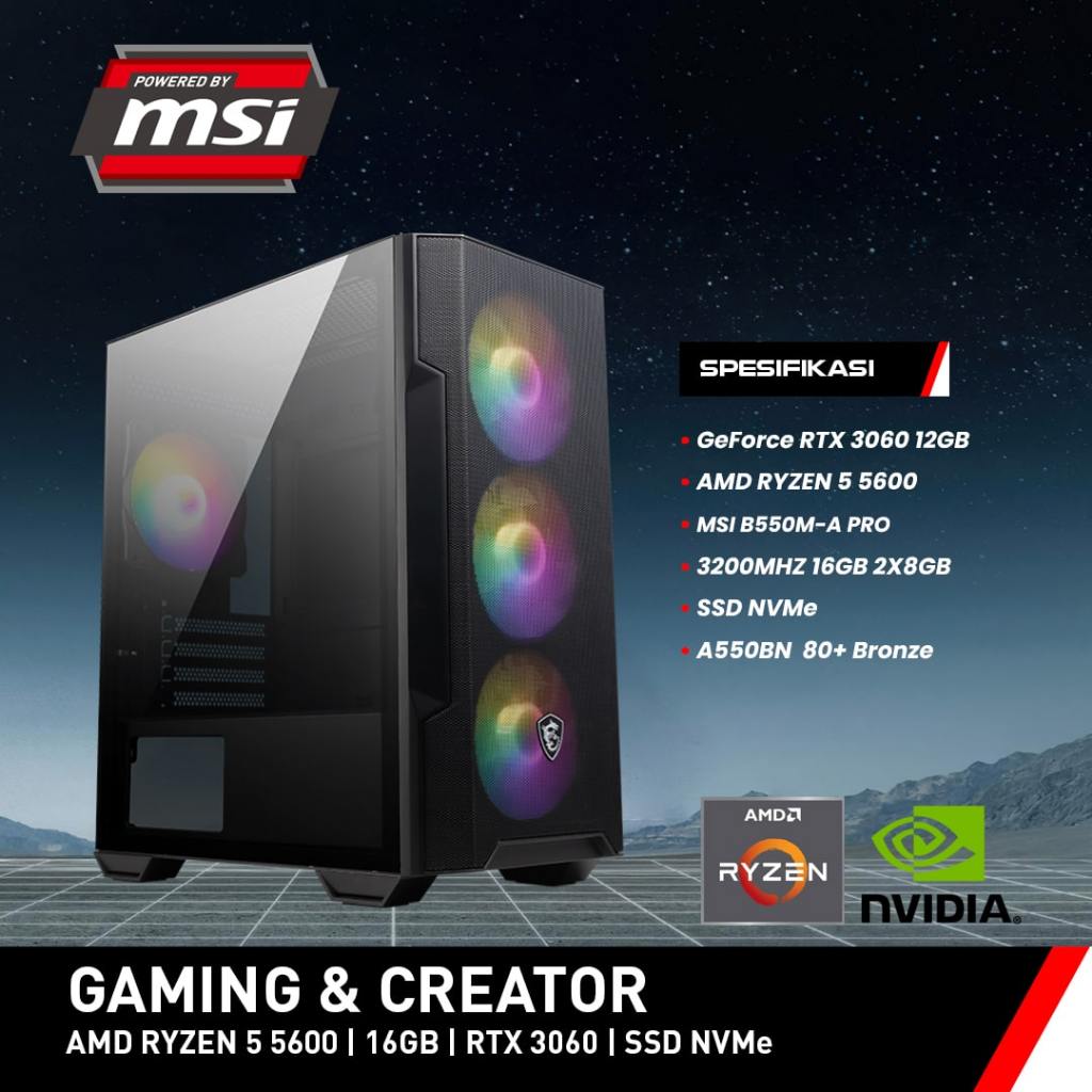 Micro Star International MSI PC Rakitan GAMING & CREATOR AMD RYZEN 5