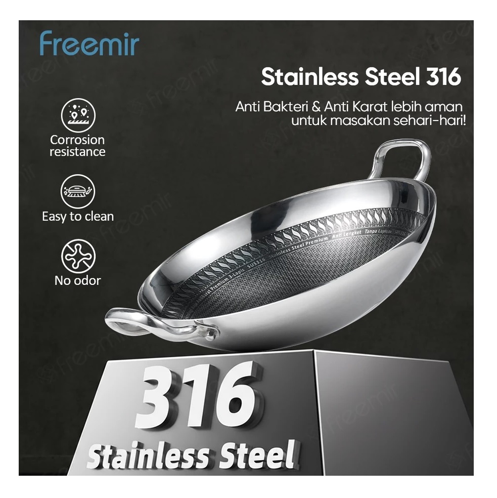 Special freemir Nusantara Series Wajan Stainless Steel 316 Honeycomb 30 cm 2
