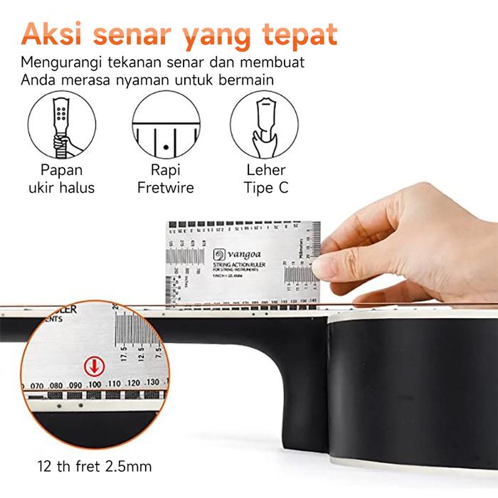 KAWES Low Action Gitar Akustik Elektrik Hitam 41 inch 3