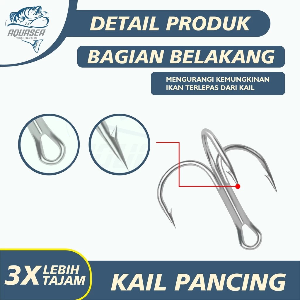 Aquasea Aquasea Hook Kail Pancing Treble Zeus GT