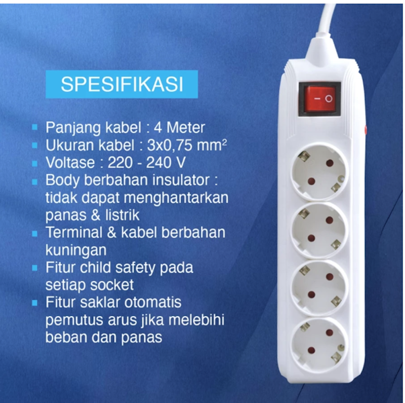 Stop Kontak 4 Lubang 4 Meter Overheat 2