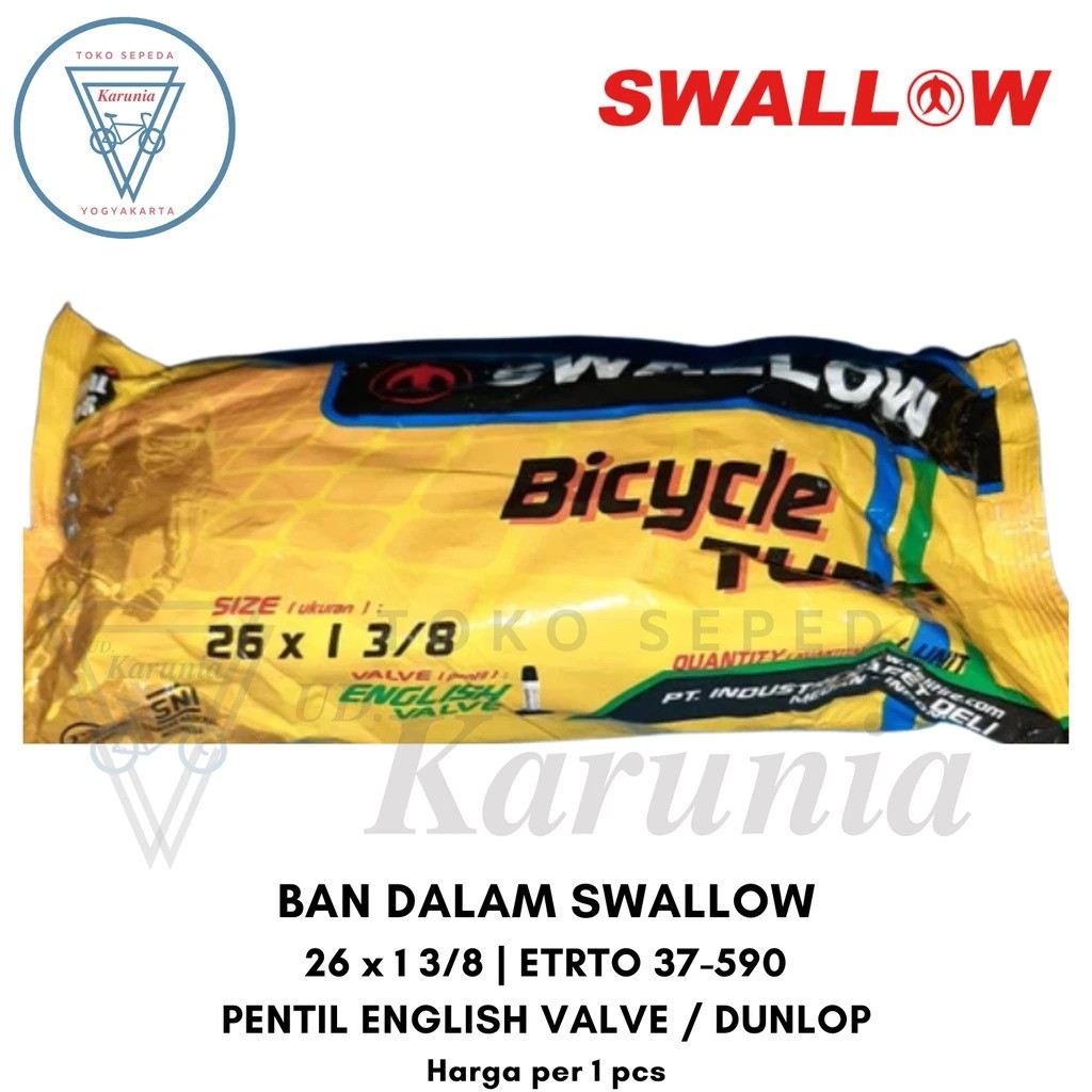 Industri Karet Deli Swallow Bicycle Tube 26 x 1 3/8 English Valve