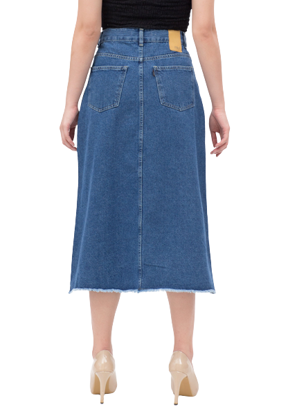 Asymetric Midi Denim Skirt 