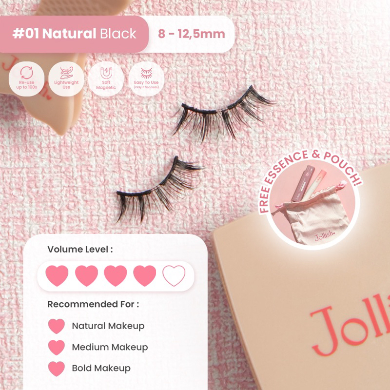  Jollish Soft Magnetic Eyelashes 01 Natural Black