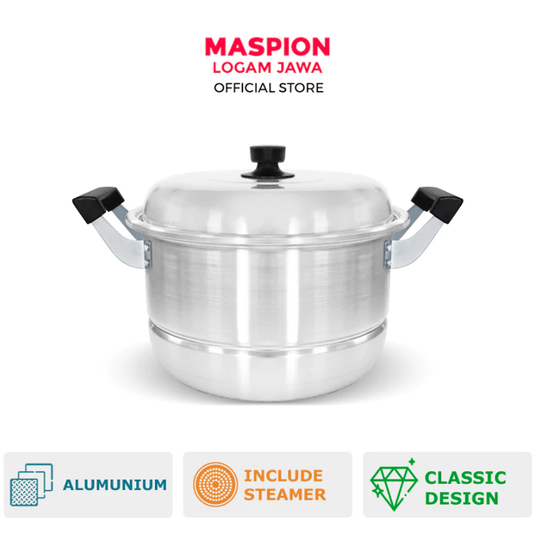 Maspion Group Maspion Panci Steamer Alumunium Dandang Ekonomi Ebonit 26 cm