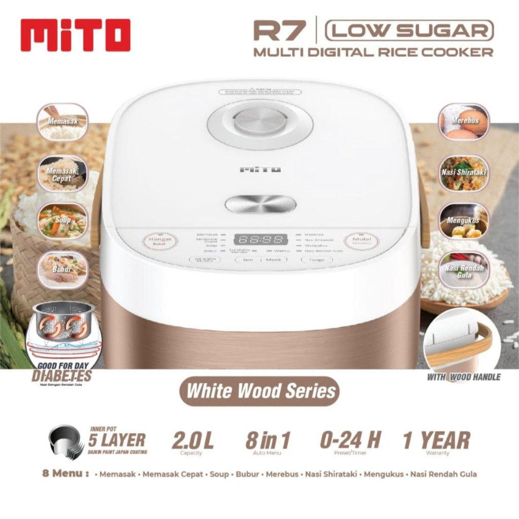 Mahakarya Sukses Indonesia Mito Mutidigital Rice Cooker Low Sugar R7 