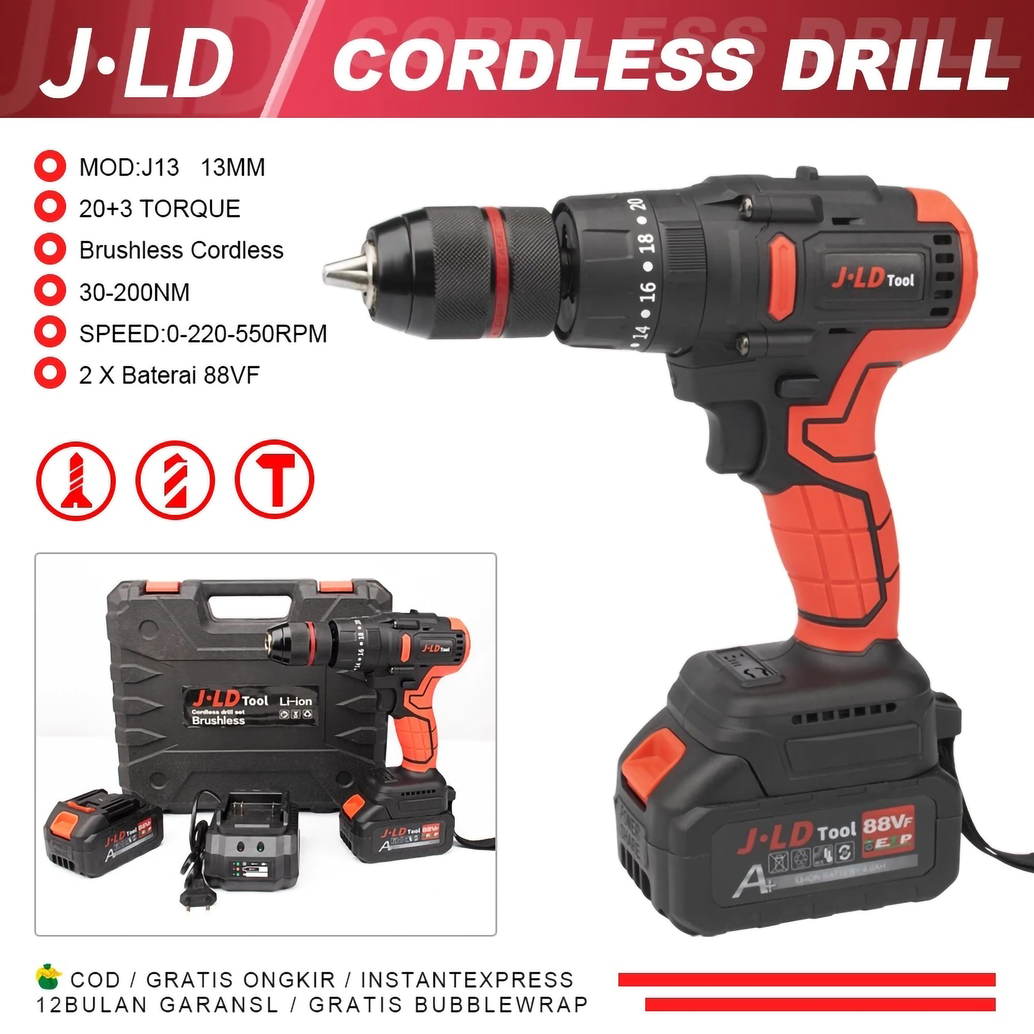 JLD Machinery JLD Cordless Impact Drill J13