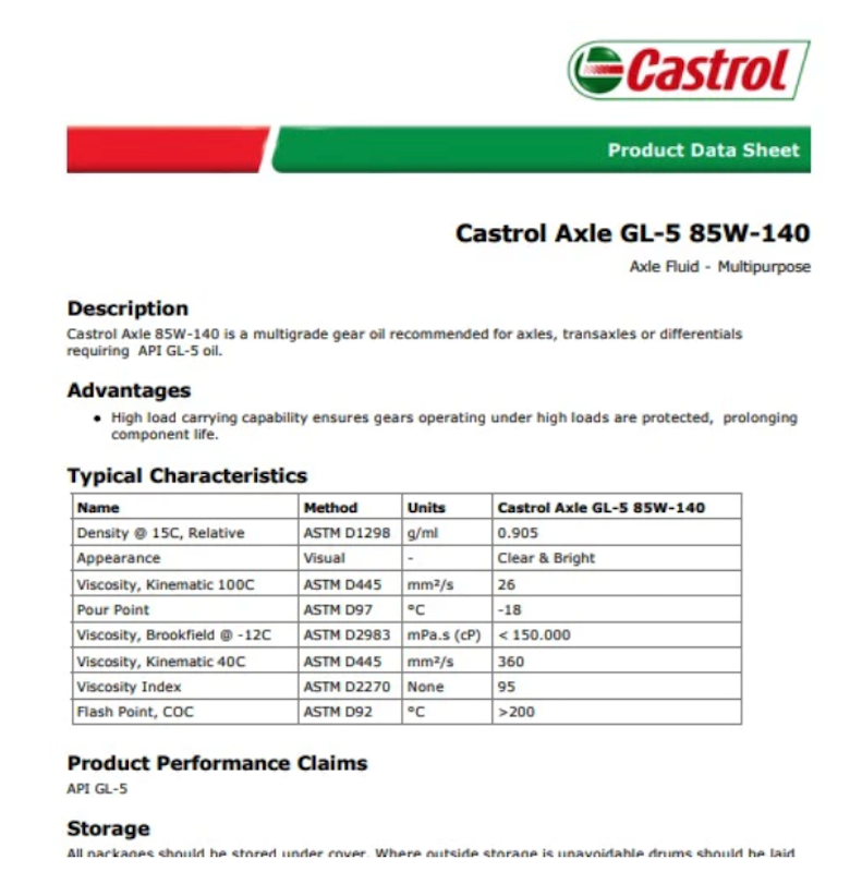 Castrol Transmax Axle 85W-140 Oli Gardan GL-5 4