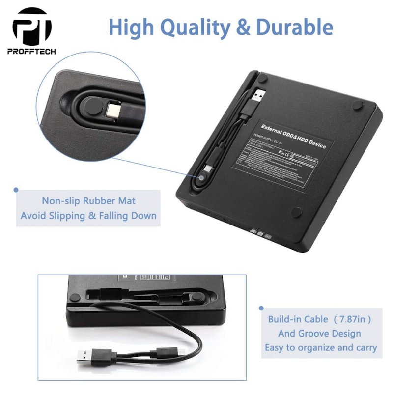 PROFFTECH External CD DVD RW Optical Drive 3