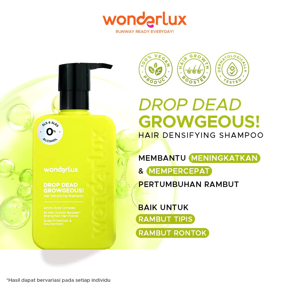 Wahana Kosmetika Indonesia Wonderlux Drop Dead Growgeous! Densifying Hair Growth Shampoo
