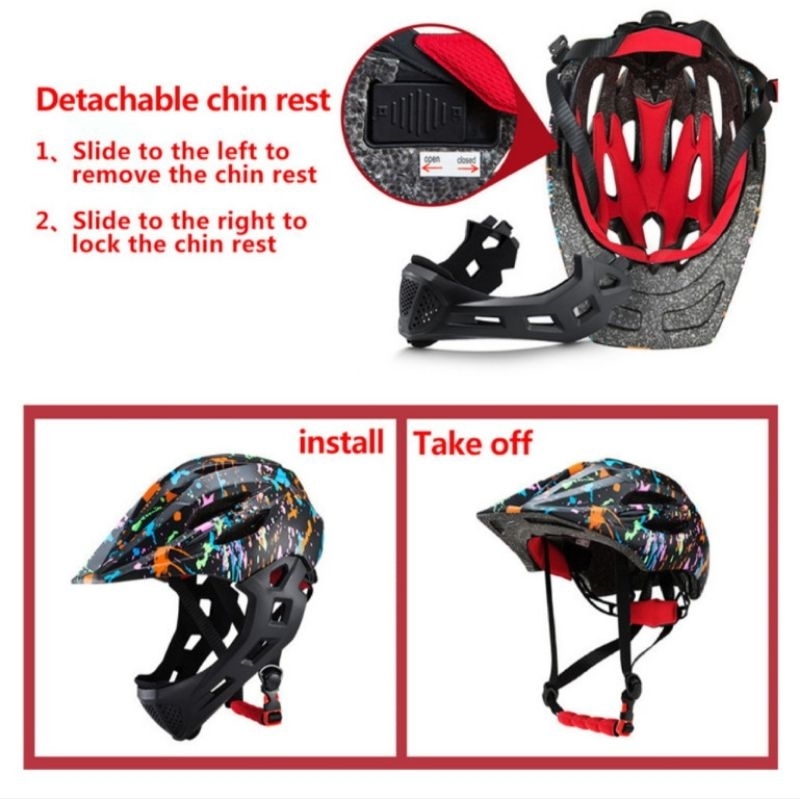  Ftiier Helm Sepeda Anak Full Face 2 in 1