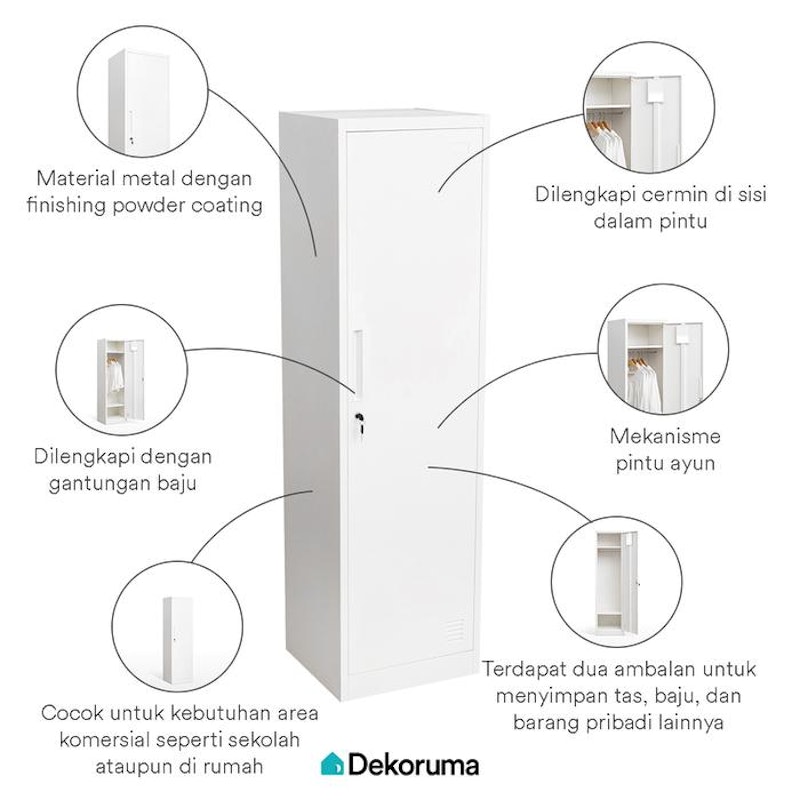 Dekoruma CARTER Lemari Pakaian Besi 1 Pintu 2