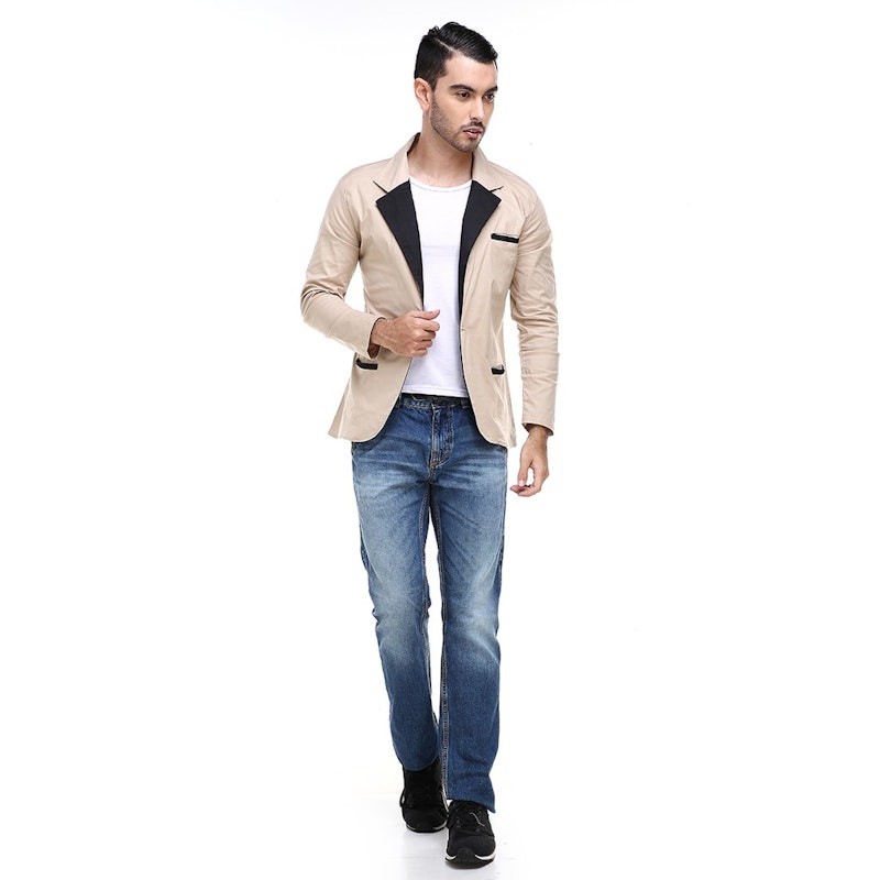 Woreq Jas Blazer Pria Pockets Two Tone Formal Casual 5