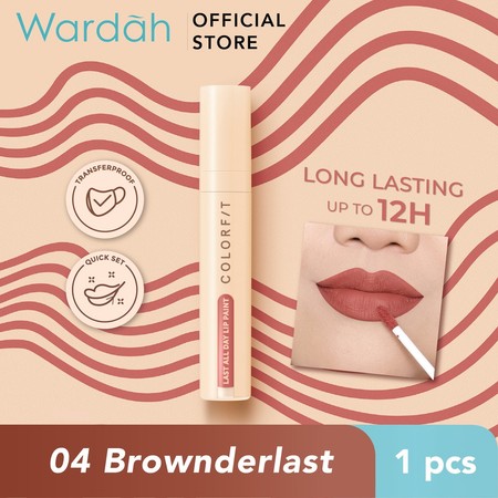 Wardah Colorfit Last All Day Lip Paint 04 Brownderlast 