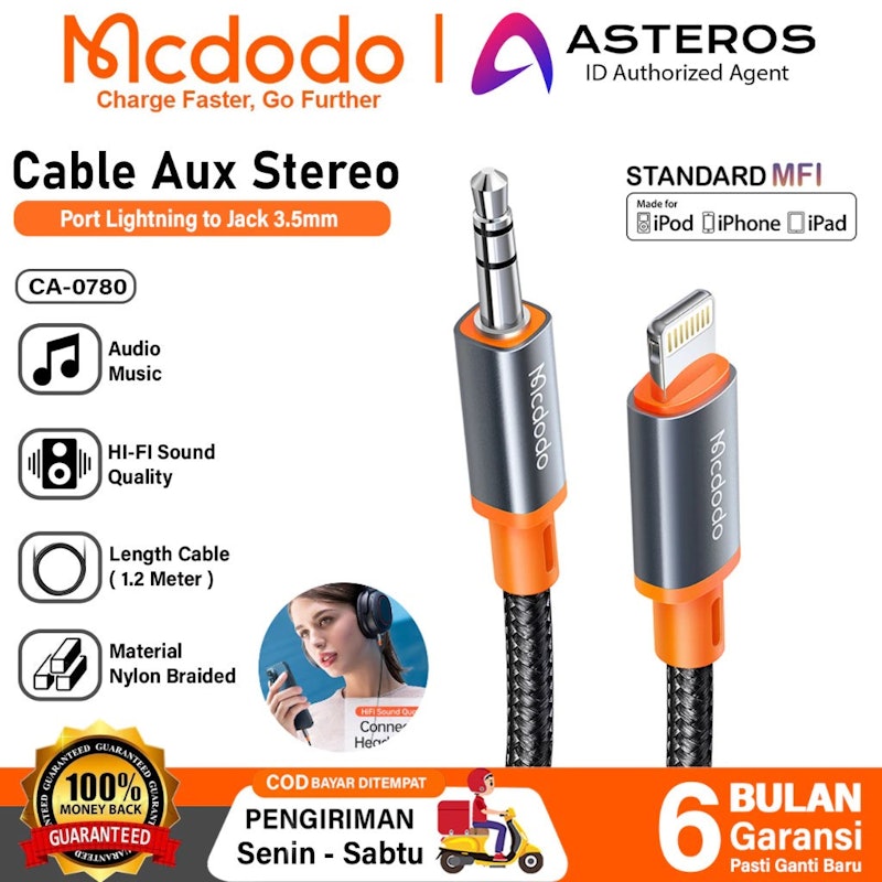 McDodo Cable Aux Stereo Port Lightening to Jack 3.5 mm 5