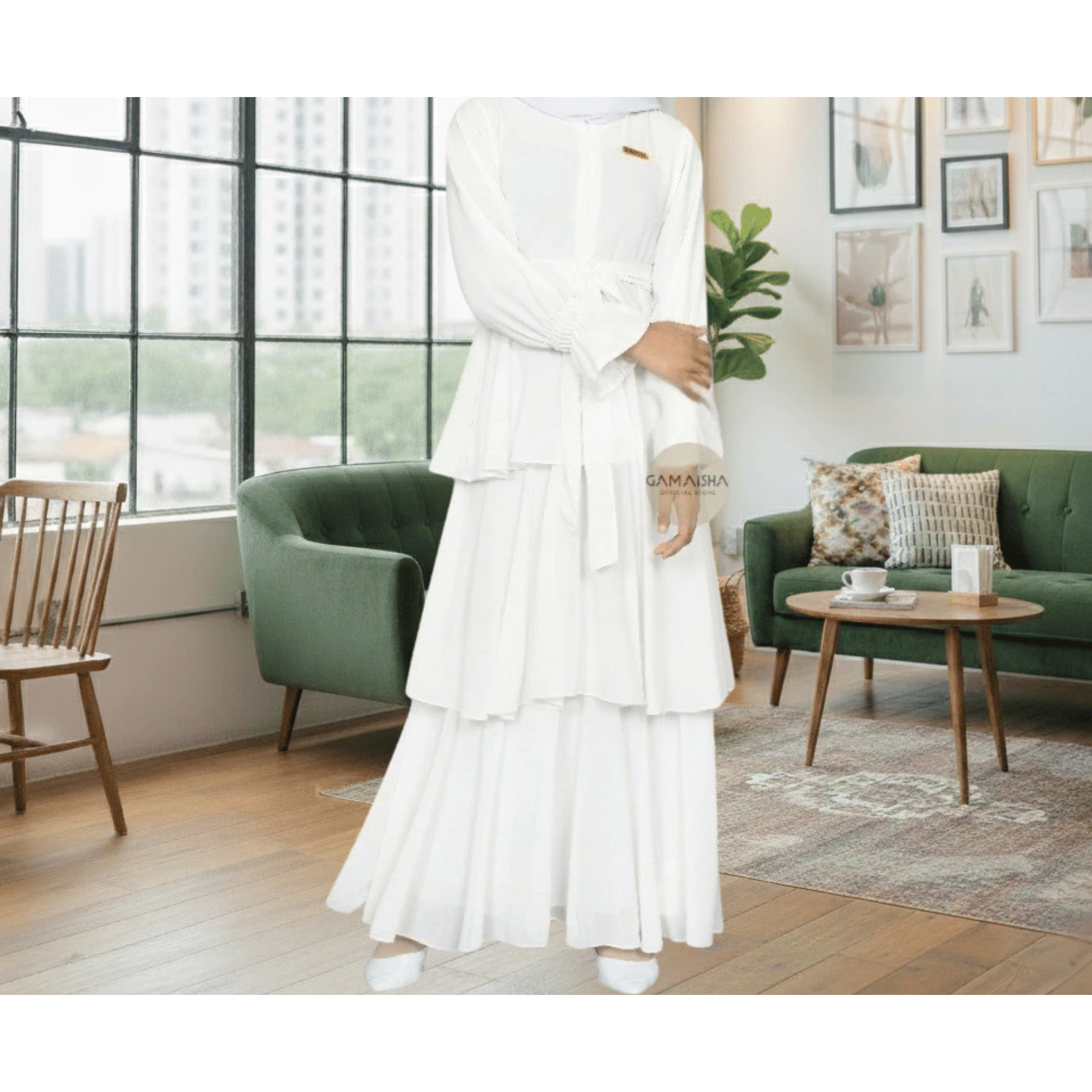  Gamaisha Gamis Remaja Susun 3 Putih