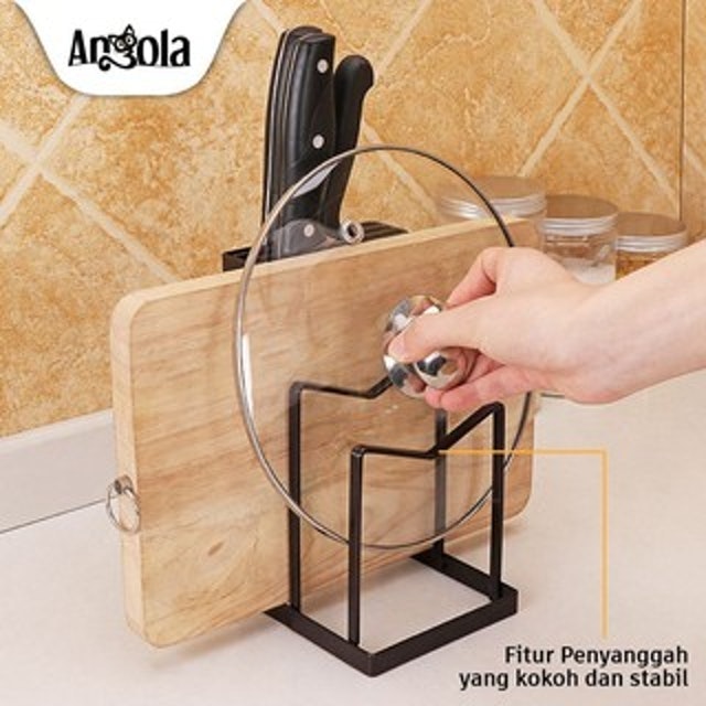 Angola Angola Tempat Panci Tutup E13 Rak Alat Dapur Rak Piring Pisau Holder