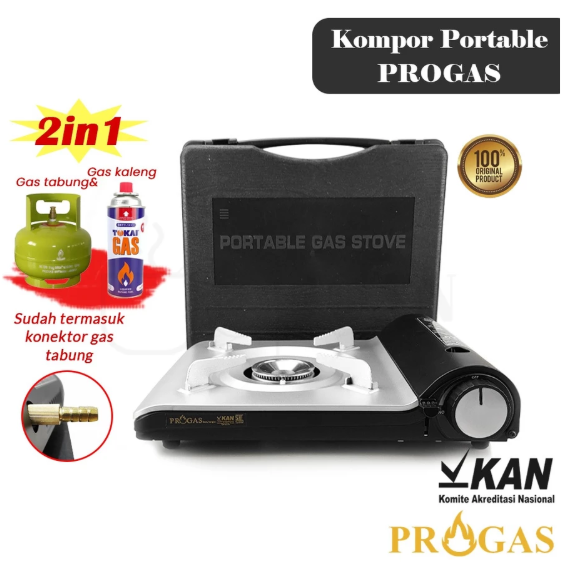 Utama Jaya Bersama Progas Kompor Portabel 2 in 1 Stainless Steel Minimalis