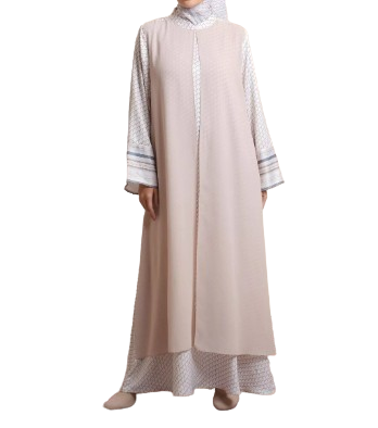 Elzatta Abaya Gamis Set Jilbab Segiempat Motif Monogram