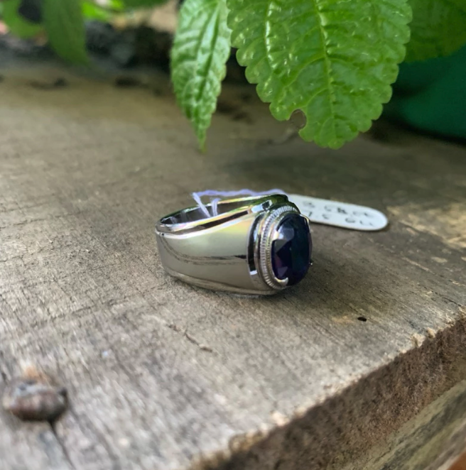 Cincin Batu Natural Safir Royal Blue Cutting Handmade 5