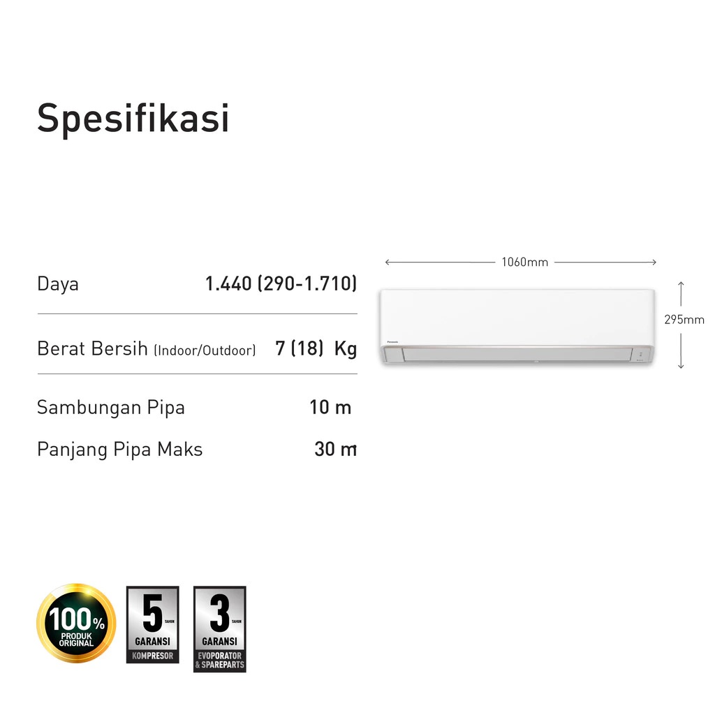 Panasonic Corporation Panasonic Single Split Wall Mount Air Conditioner CS/CU-RU18AKJ