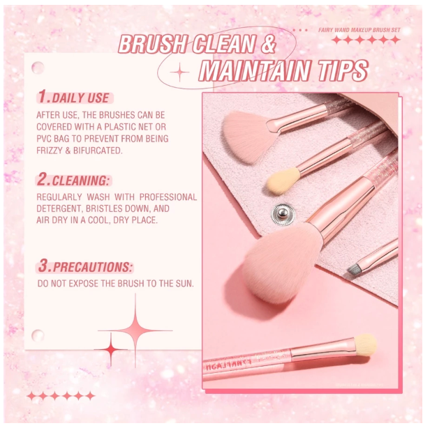 FCL Internasional Indonesia PINKFLASH Fairy Wand Makeup Brush Set 5 pcs