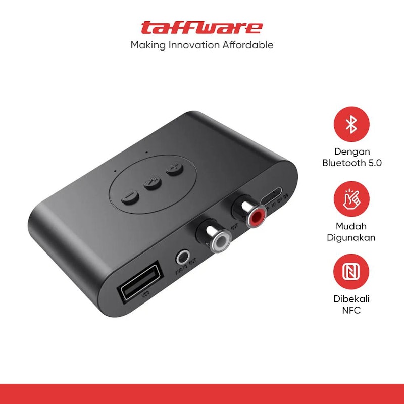 TaffSTUDIO Audio Bluetooth 5.3 Receiver Adapter NFC 3.5 mm 5