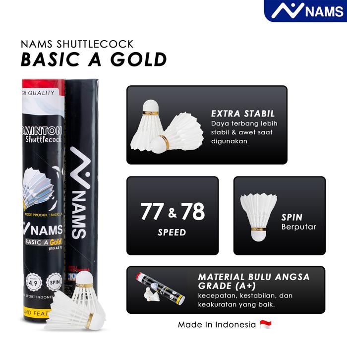 Nams Shuttlecock Basic A Gold Hitam 2