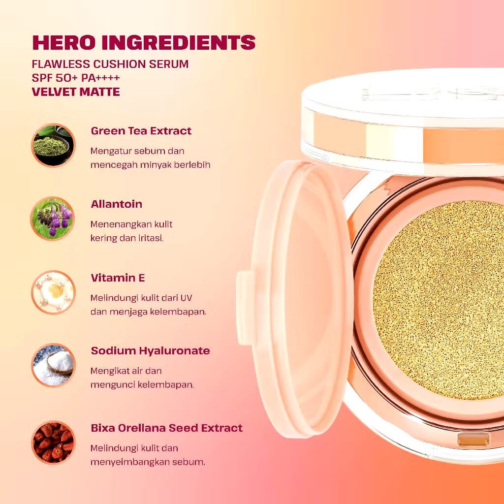 Keva Cosmetics International ESQA Flawless Cushion Serum SPF 50+ PA+++ Satin Custard