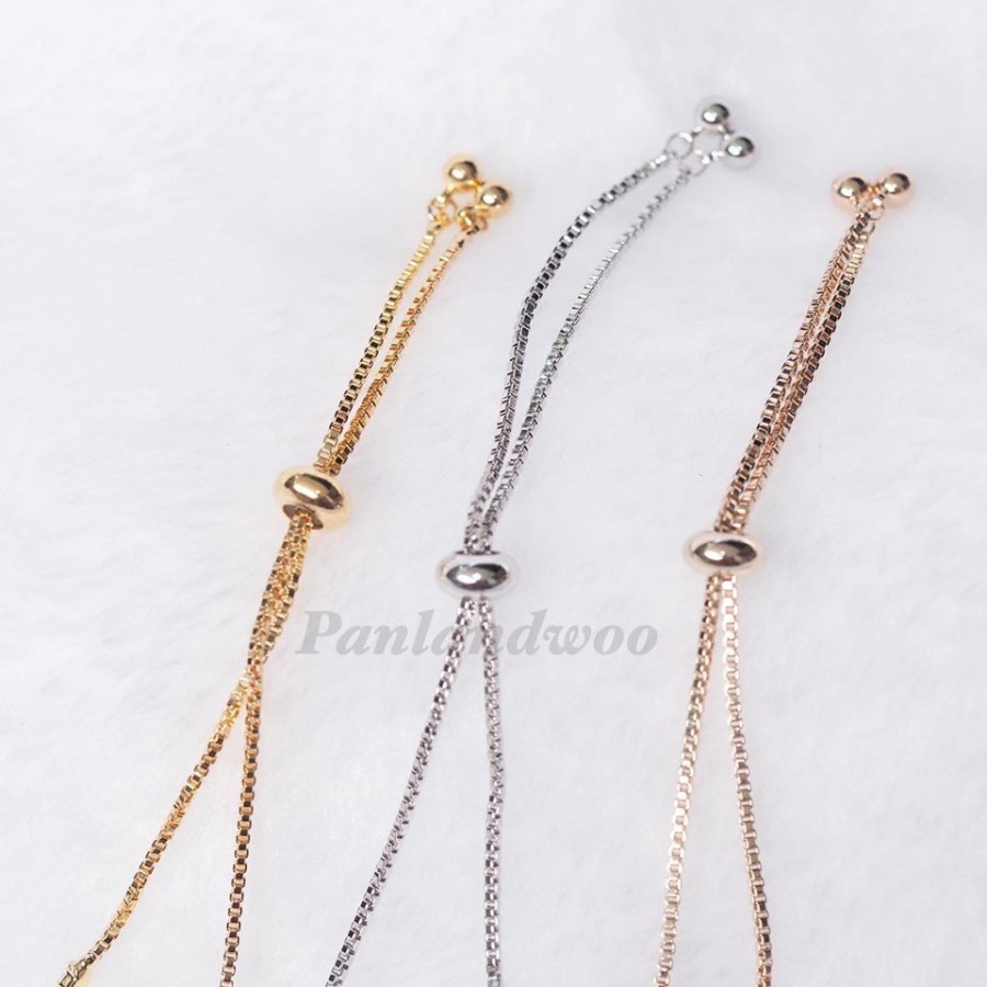 Panlandwoo Gelang Serut Rhodium Wanita Gemma Adjustable