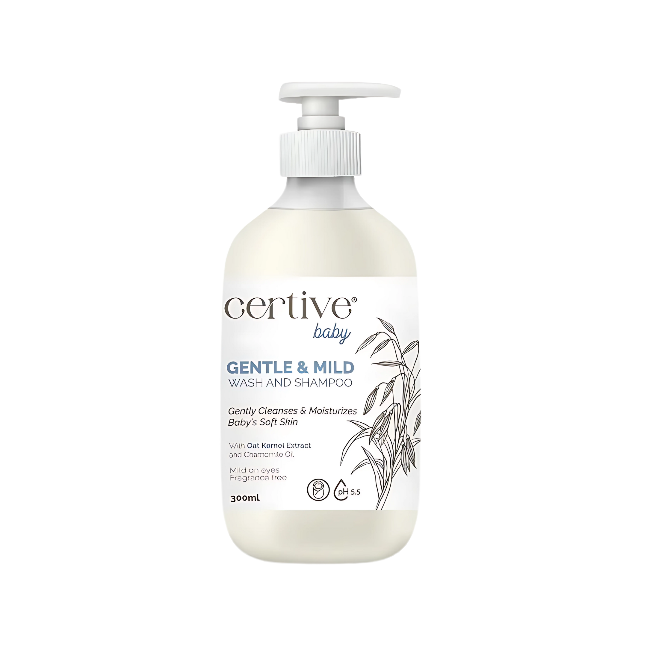 Certive Baby Gentle & Mild Wash and Shampoo with Oat Kernel Extract and Chamomile Oil