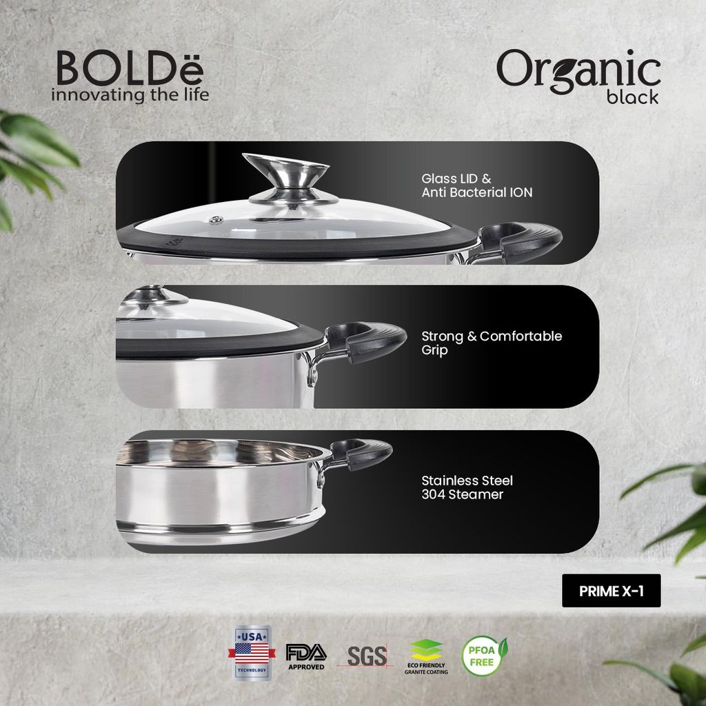 BOLDe Organic Black Series Pot + Steamer