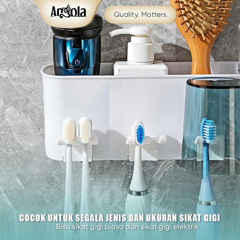 Angola Rak Sikat Gigi Tempel 4 Cup 4