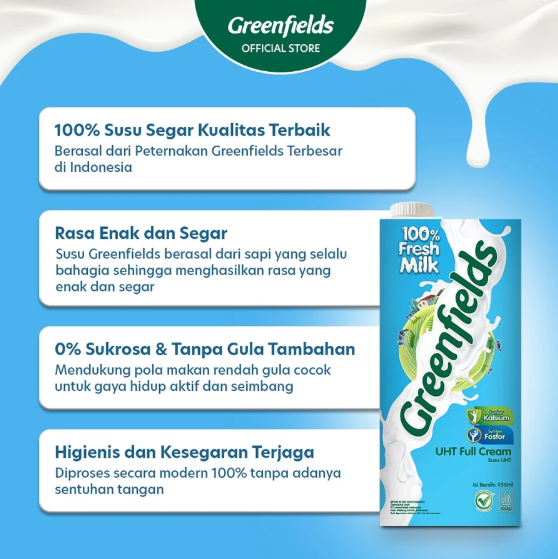  Greenfields Indonesia Greenfields UHT Full Cream 950 ml