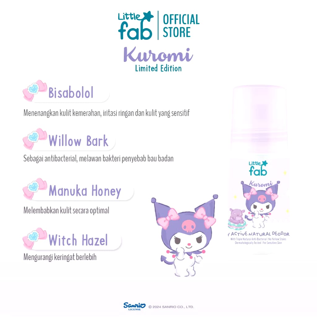 Natura Deca Kosmetika Little Fab Kids Daily Active Natural Deodorant Kuromi 