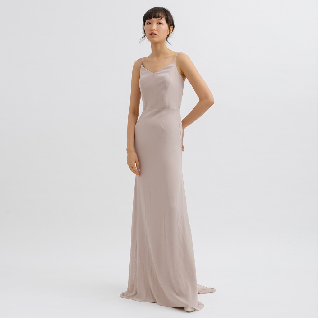 Cloth Inc V Neck Backless Tied Maxi Dress