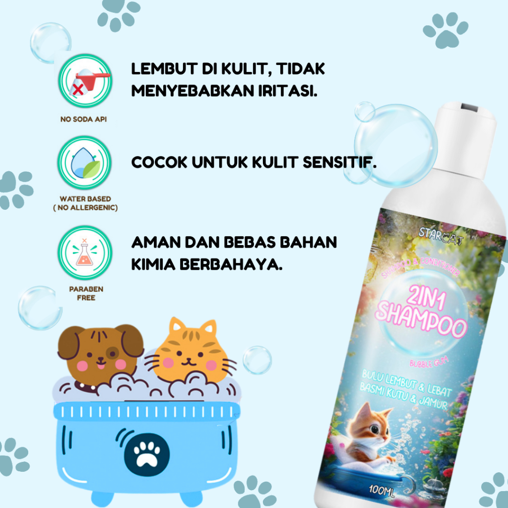 STARCAT  Starcat 2in1 Shampoo Anti Fungal & Fleas Bubblegum
