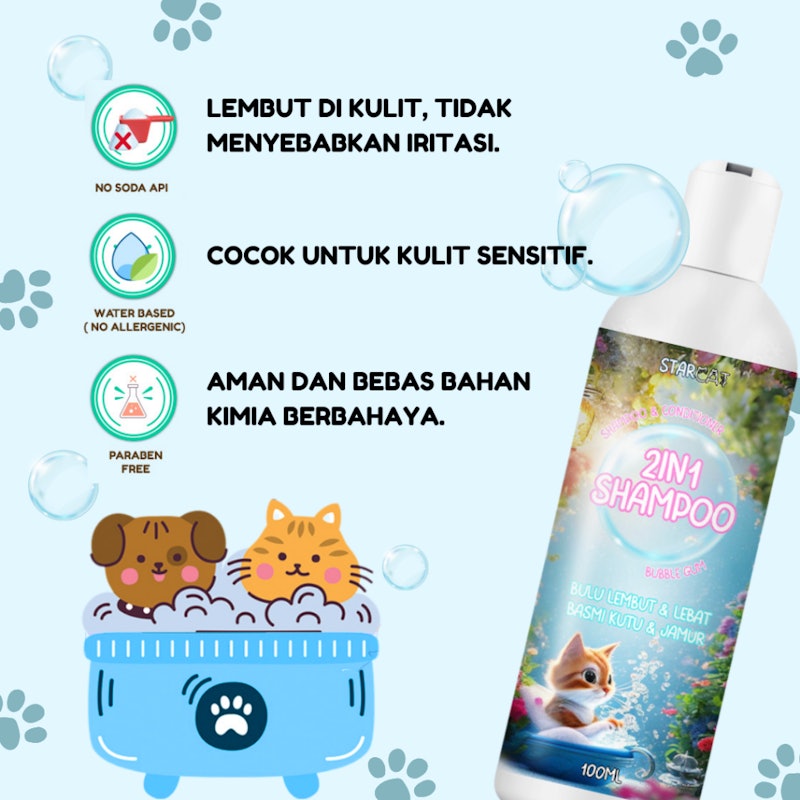 Starcat 2in1 Shampoo Anti Fungal & Fleas Bubblegum 5