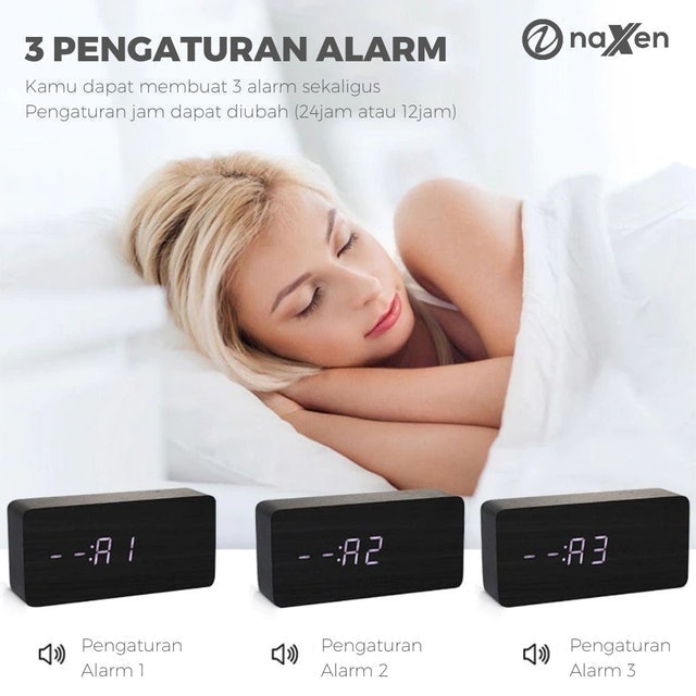 Naxen Digital Smart Clock Wood 1509