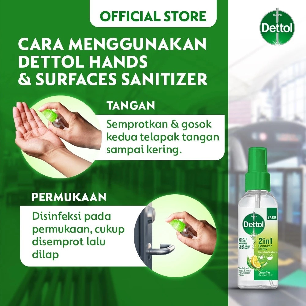 Reckitt Benckiser Indonesia Dettol 2 in 1 Sanitizer Spray Citrus Tea